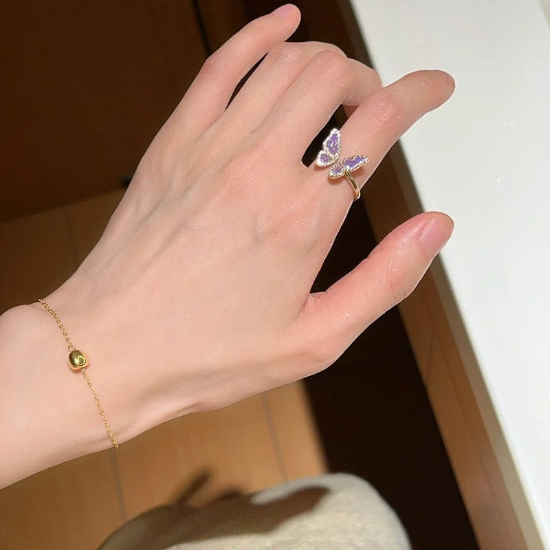 Niche Fritillary Enamel Blue Dripping Ring