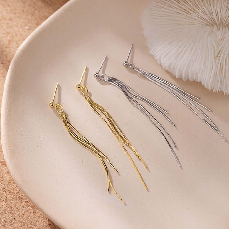 Women's Long Sterling Silver High-end Temperament Tassel Earrings