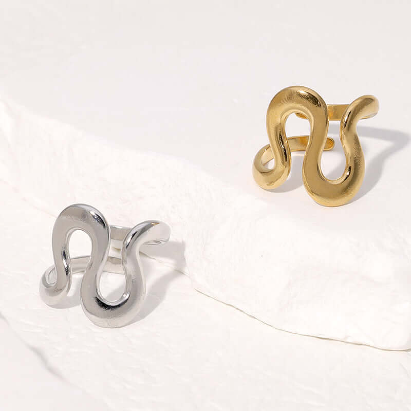 European And American Open Titanium Steel Ring Does Not Fade Geometric Irregular