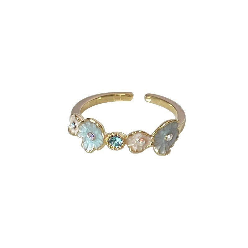 Niche Fritillary Enamel Blue Dripping Ring