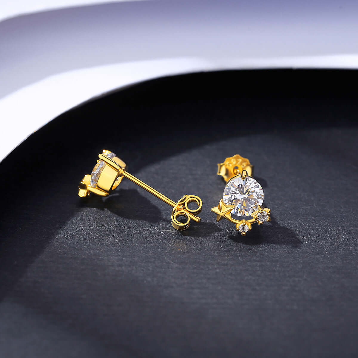 Simple 925 Silver Inlaid Crystal Zircon Stud Earrings