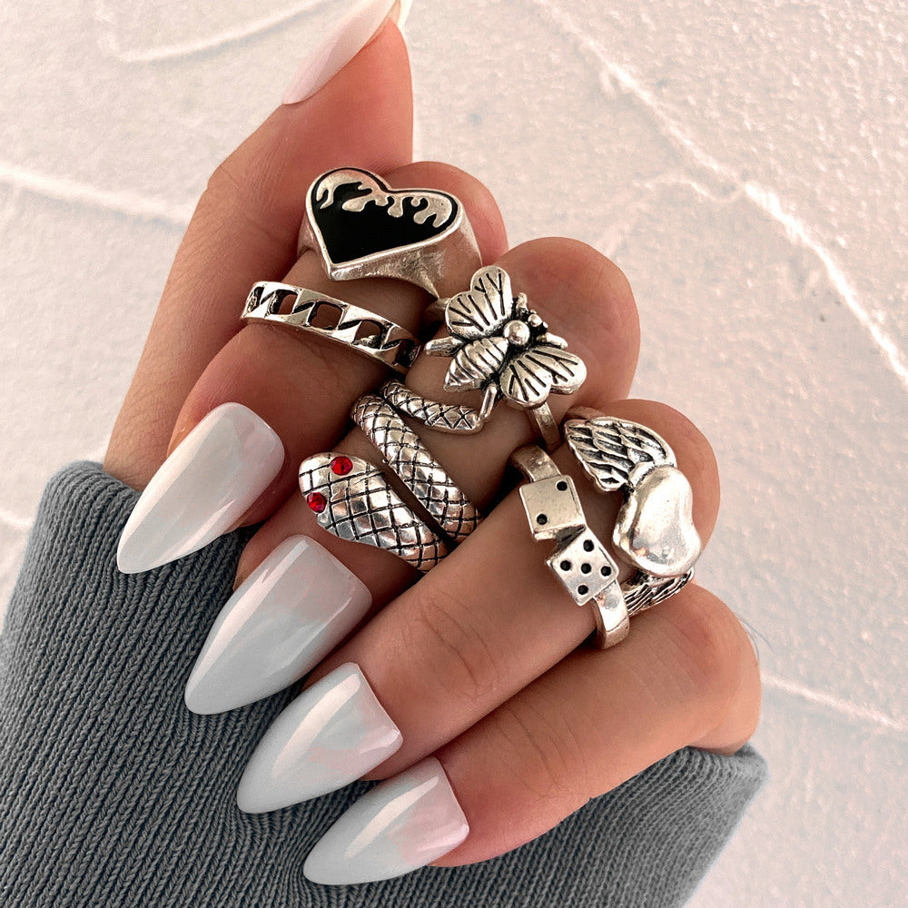 European And American Cross-border Playing Card Ring Vintage Spades Solitaire Ring