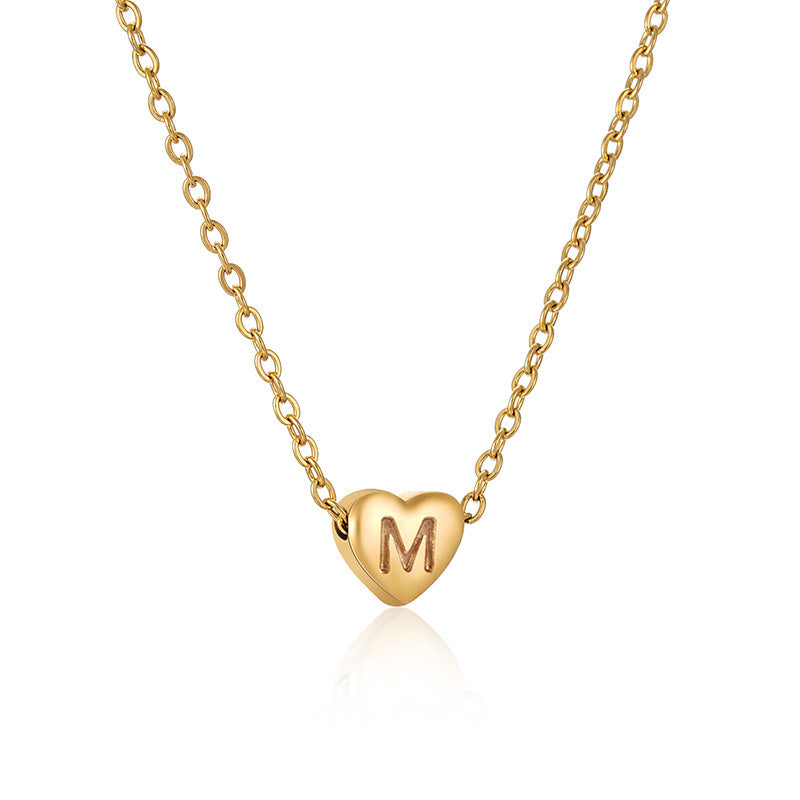 Love Letter Necklace Women Stainless Steel Heart-shaped Niche Clavicle Chain Fashion Necklace