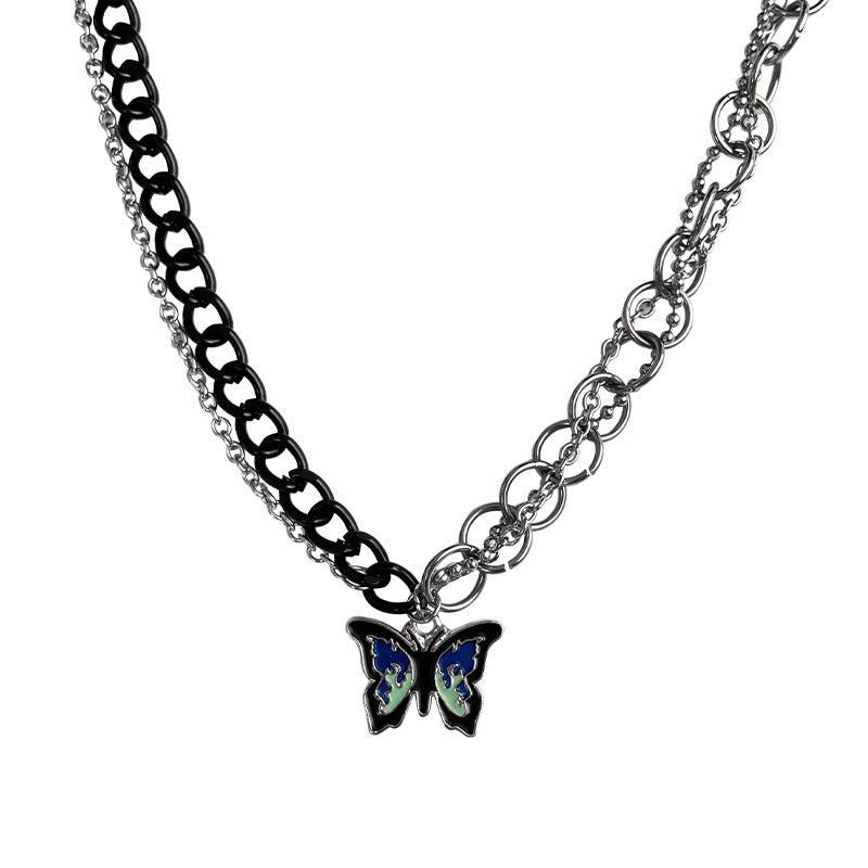 Special-interest Design Blue Flame Butterfly Necklace