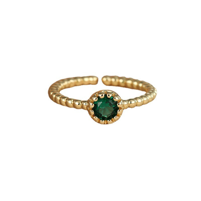 Simple Solitaire Zircon Dot Gold Plated One Size Ring