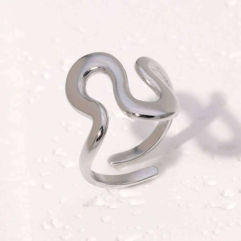 European And American Open Titanium Steel Ring Does Not Fade Geometric Irregular