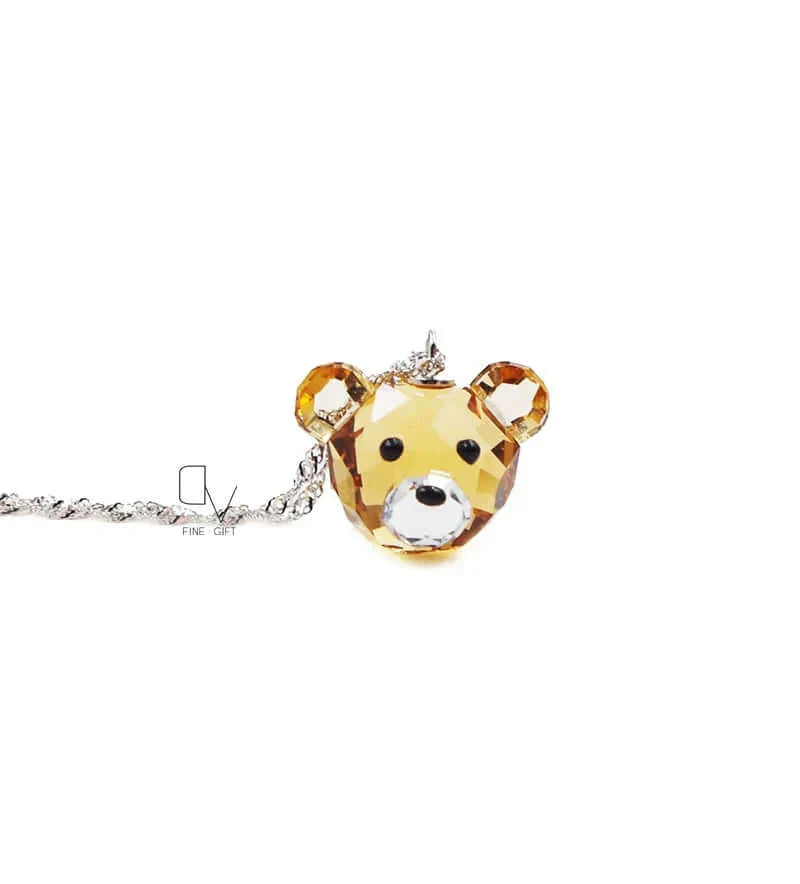 925 Sterling Silver Bear Pendant Necklace with Fine Crystal – Cute Jewelry for Girls and Children