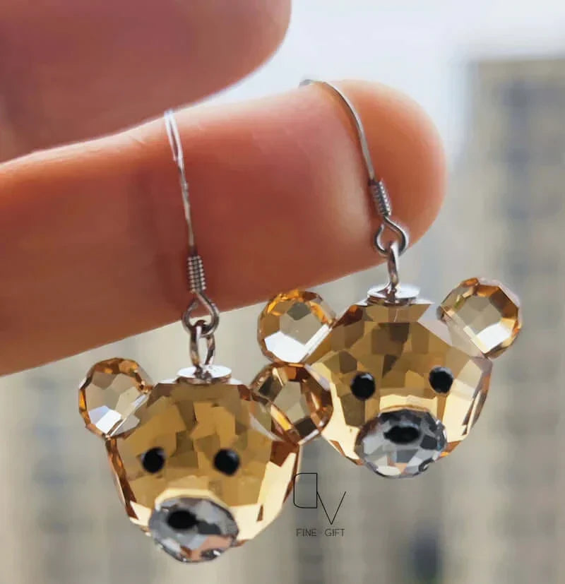 925 Sterling Silver Bear Pendant Necklace with Fine Crystal – Cute Jewelry for Girls and Children