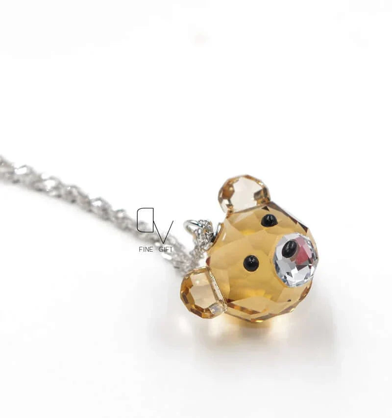 925 Sterling Silver Bear Pendant Necklace with Fine Crystal – Cute Jewelry for Girls and Children