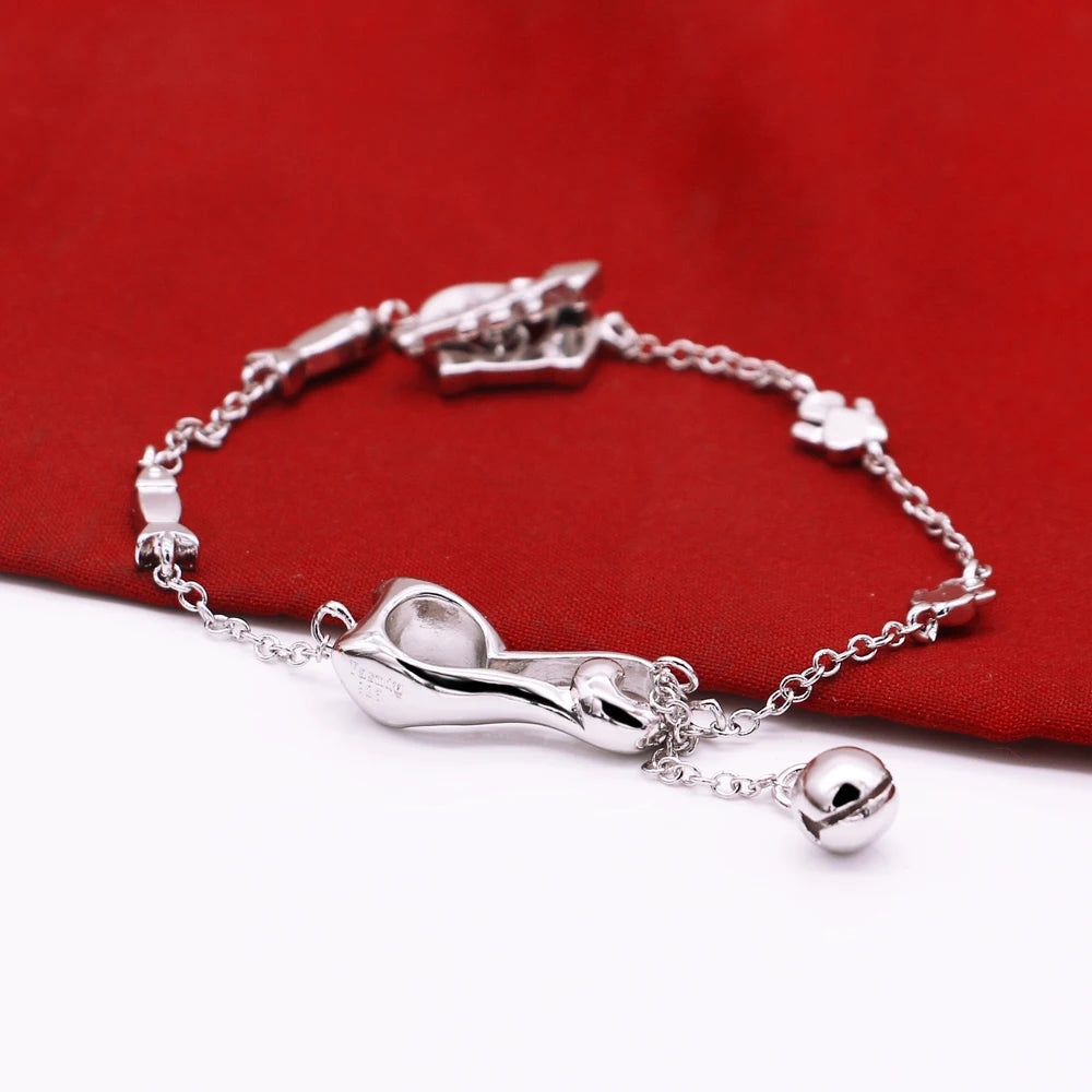 Sweet Cool High Heels Cute Cat Foot Jewelry 925 Sterling Silver Anklets For Women Girl New Trend Leg Chain
