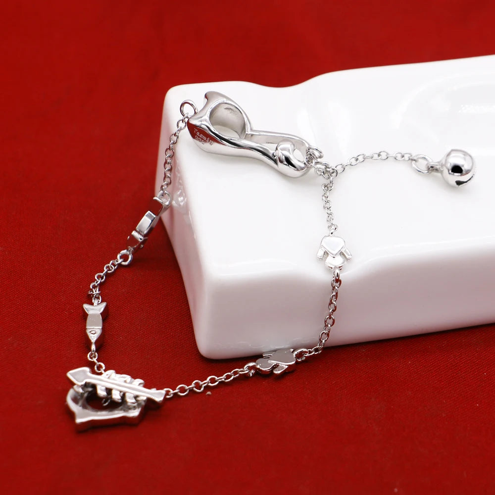 Sweet Cool High Heels Cute Cat Foot Jewelry 925 Sterling Silver Anklets For Women Girl New Trend Leg Chain