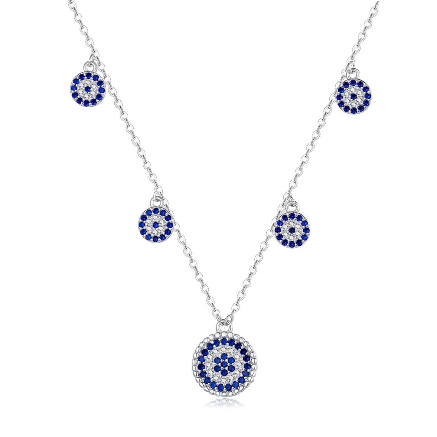 925 Sterling Silver Evil Eye Moon Necklace for Women