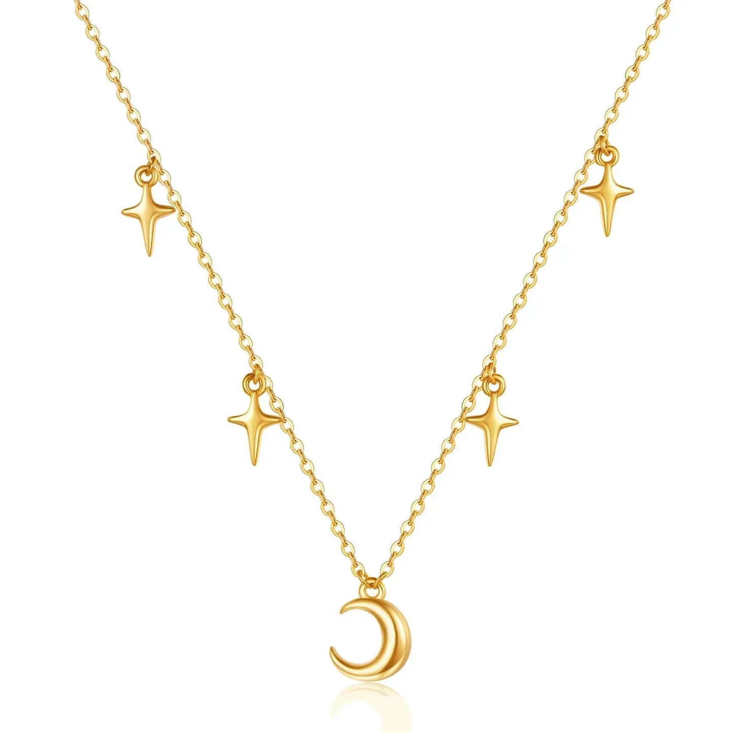 925 Sterling Silver Evil Eye Moon Necklace for Women