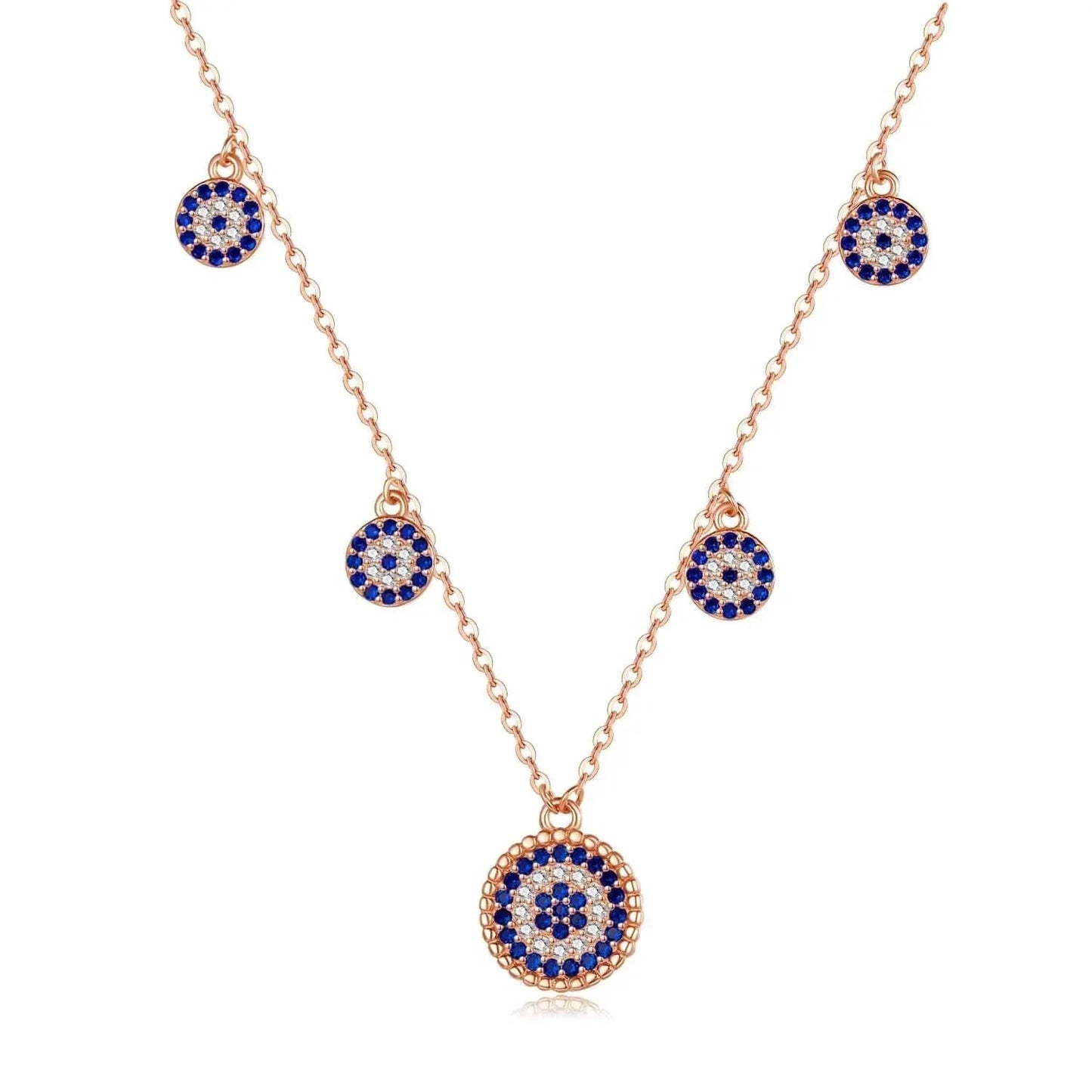 925 Sterling Silver Evil Eye Moon Necklace for Women