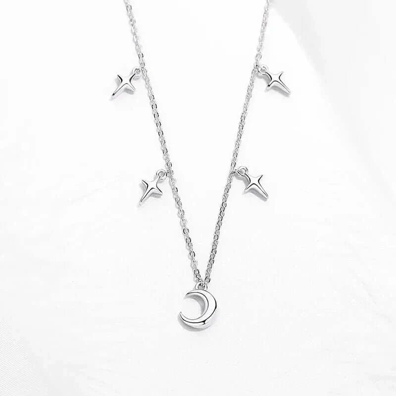 925 Sterling Silver Evil Eye Moon Necklace for Women