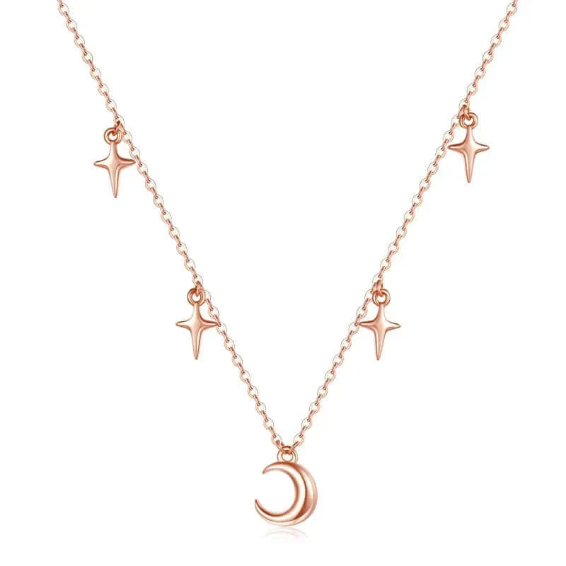 925 Sterling Silver Evil Eye Moon Necklace for Women