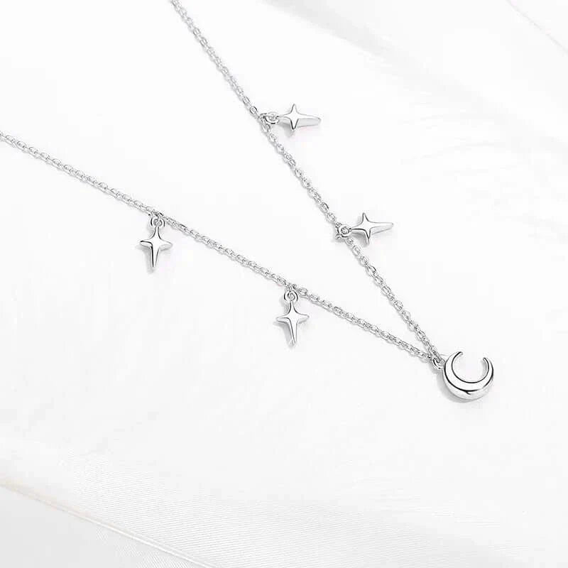 925 Sterling Silver Evil Eye Moon Necklace for Women