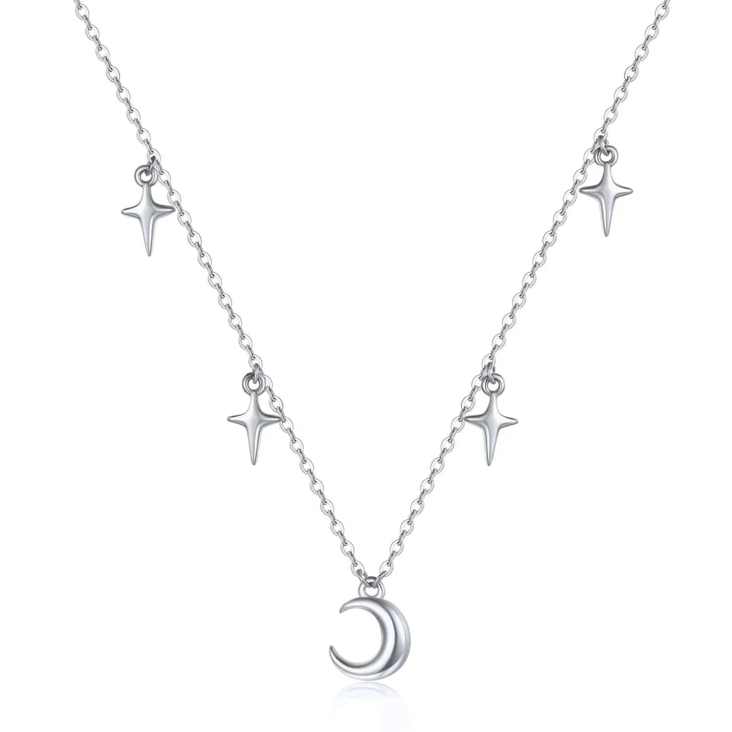 925 Sterling Silver Evil Eye Moon Necklace for Women