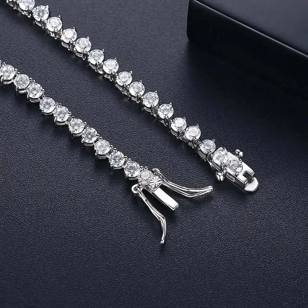 Luxury Designer 7MM Iced Out Tennis Necklace for Women Simulated Diamond 14K White Gold filled Jewelry Wedding Bride Choker