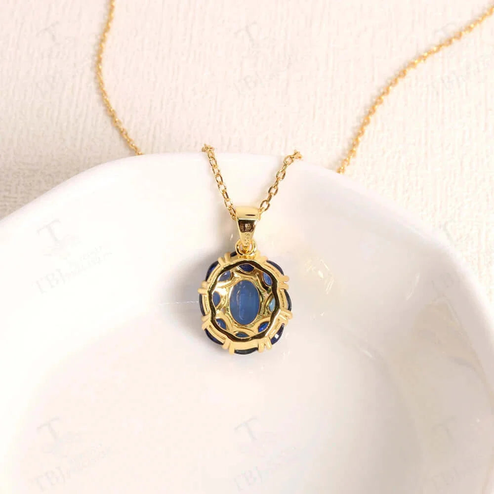 Natural Blue Kyanite Pendant Necklace in 925 Sterling Silver – Fine Jewelry for Women