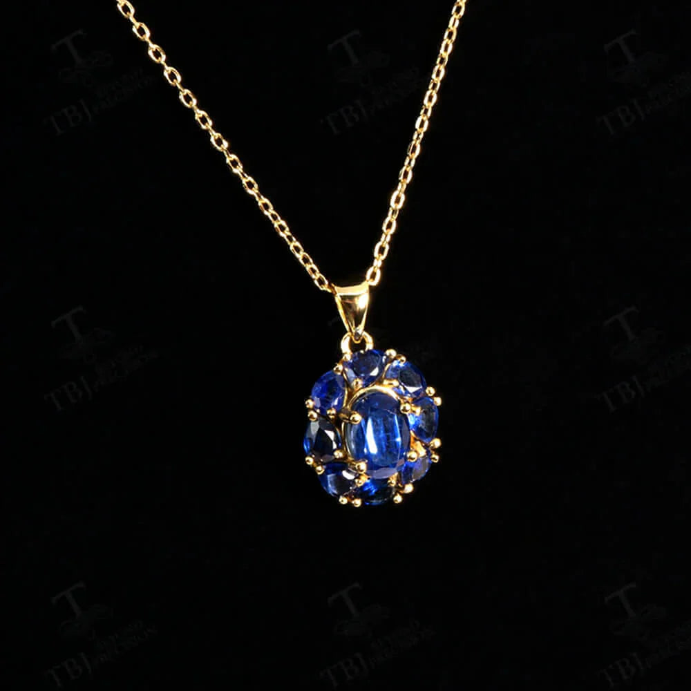 Natural Blue Kyanite Pendant Necklace in 925 Sterling Silver – Fine Jewelry for Women