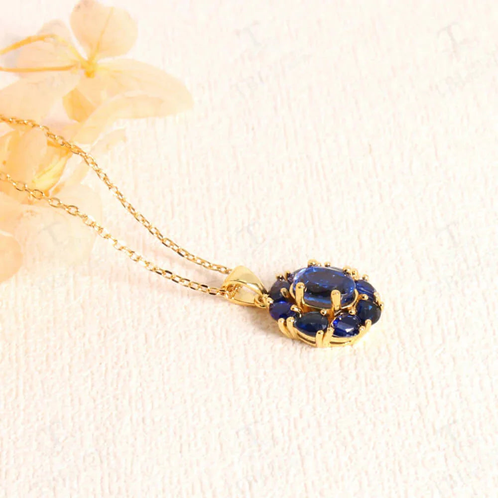 Natural Blue Kyanite Pendant Necklace in 925 Sterling Silver – Fine Jewelry for Women