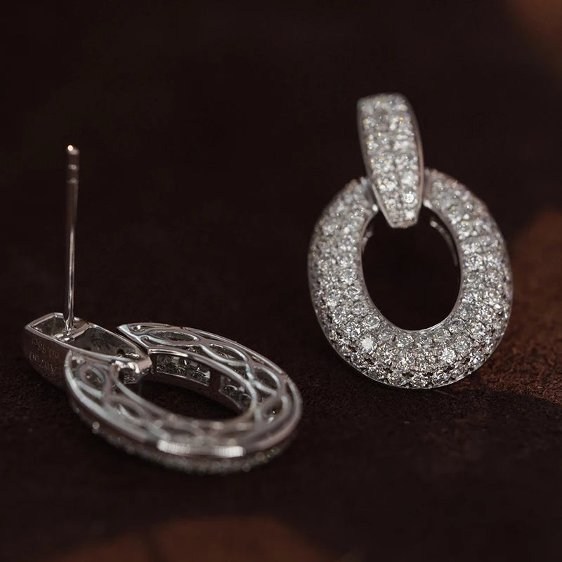 Aazuo 18K Fine Jewelry White Gold Real Diamond 1.3ct Luxury Original Stud Earring Gift For Women Engagement Dinner Party Au750