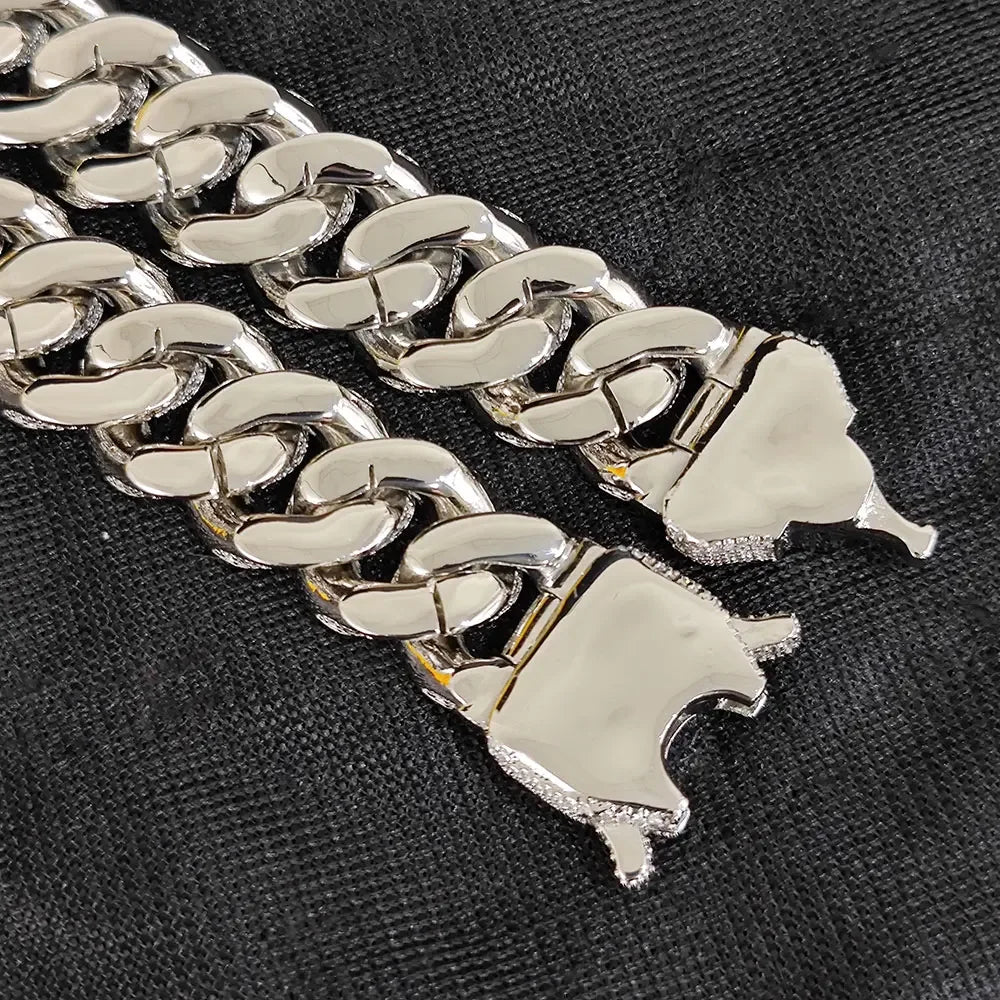 18mm And 14mm 5A Zircon Rectangular Cross Necklace Iced Out Thick Link Cuban Necklace For Men Hip Hop Jewelry Free Shipping