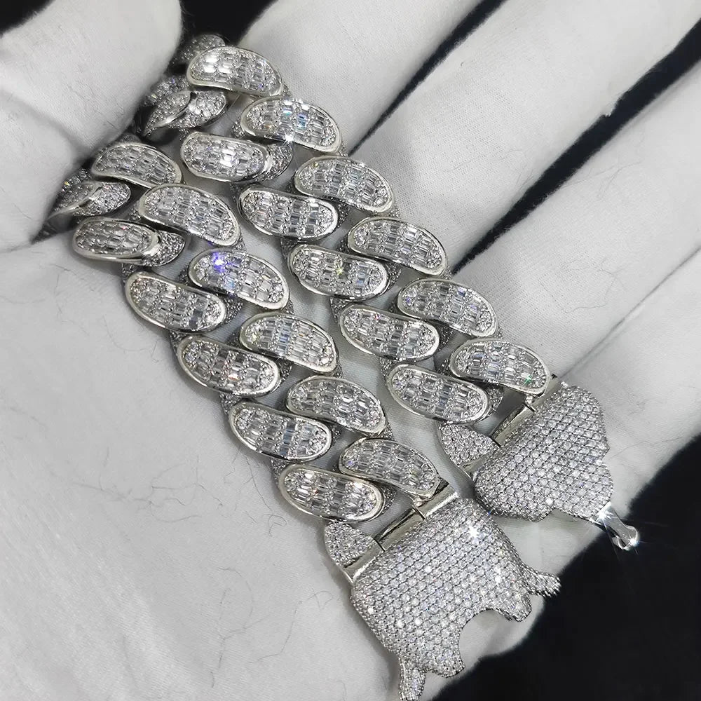 18mm And 14mm 5A Zircon Rectangular Cross Necklace Iced Out Thick Link Cuban Necklace For Men Hip Hop Jewelry Free Shipping