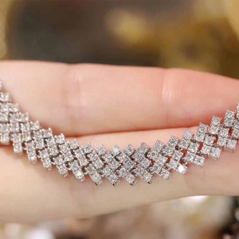 Aazuo Fine Jewerly 18K White Gold Real Diamonds 6.0ct Luxury Lady Bracelet Gift For Women Senior Banquet Advanced banquet Party