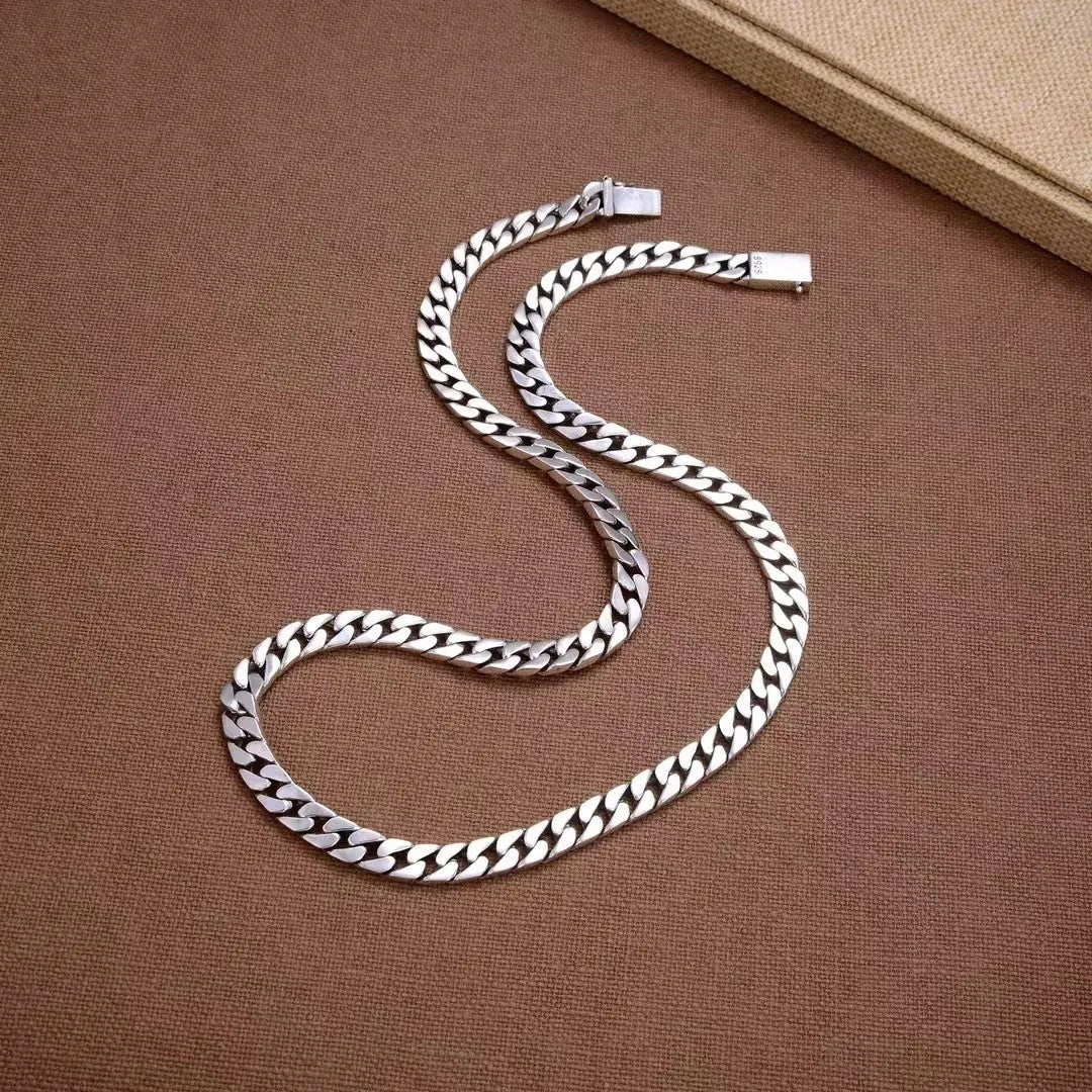6,7,8mm Weighty Solid Sterling Silver Cuban Link Thick Hip Hop Chain Miami Men Women Box Closure Heavy Rapper Necklace