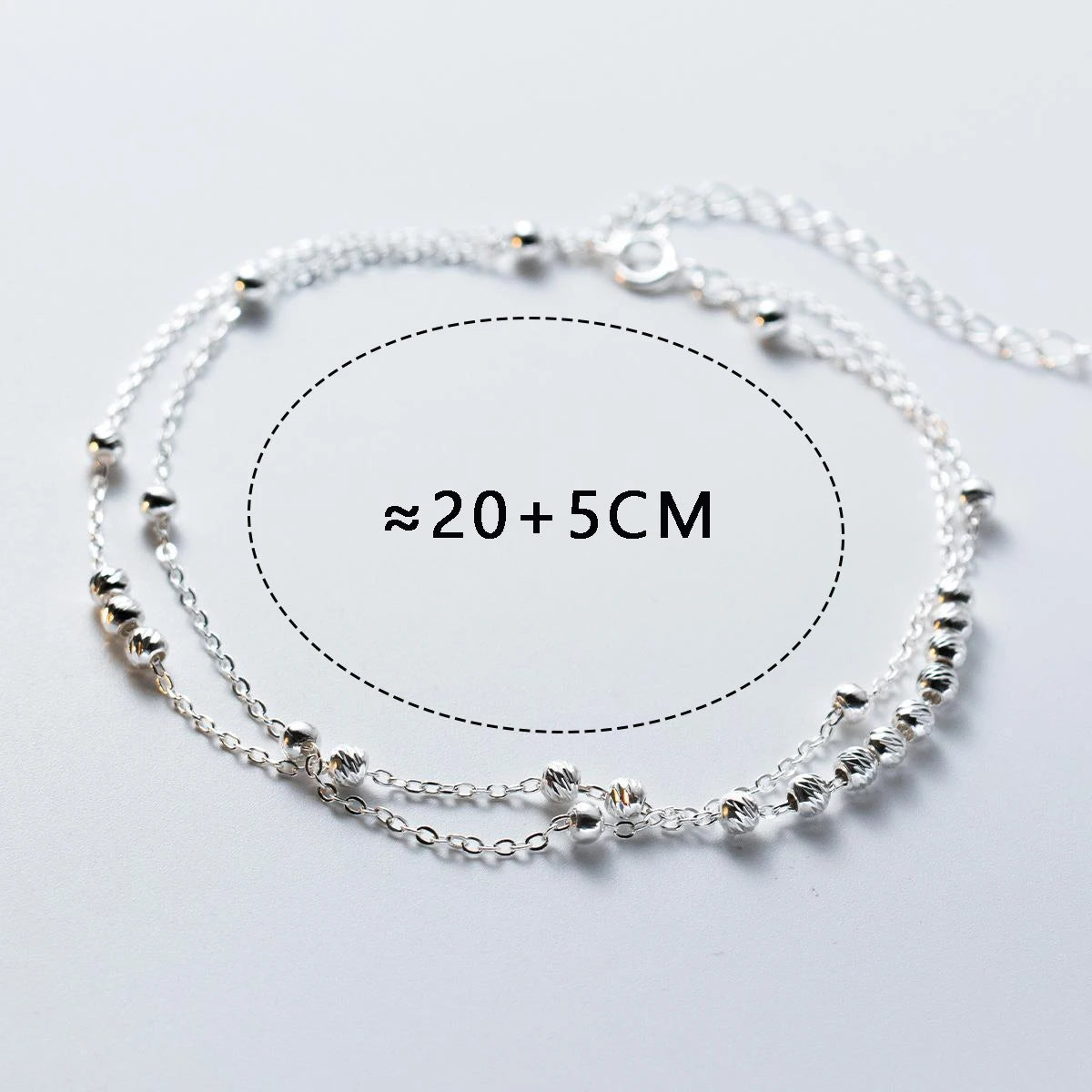 925 Sterling Silver Anklets Woman Bead Anklets For Women Bracelet On The Leg Bilayer Women's Ankle Chain Luxury