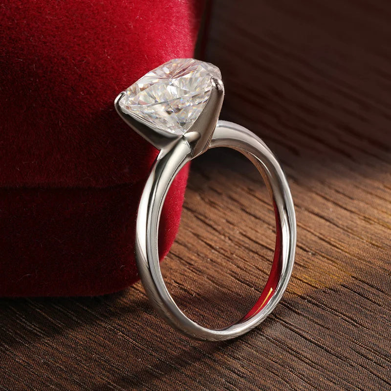 KNOBSPIN 10x10mm 4ct Heart Moissanite Ring with Certificate Original s925 Silver plated 18k Rings for Women Wedding Gift Jewelry