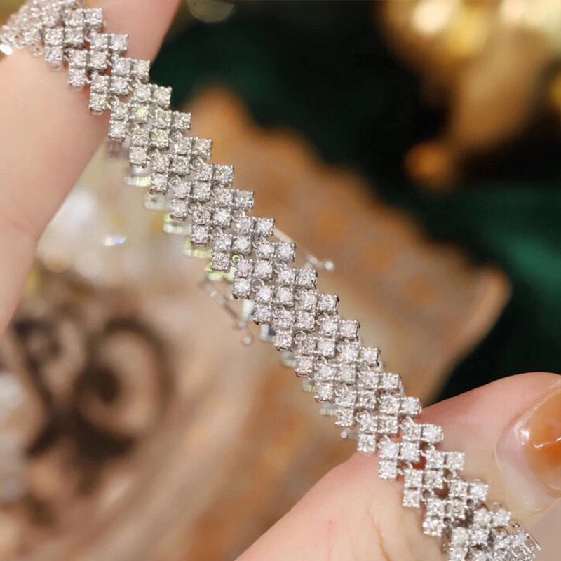 Aazuo Fine Jewerly 18K White Gold Real Diamonds 6.0ct Luxury Lady Bracelet Gift For Women Senior Banquet Advanced banquet Party
