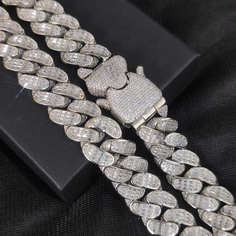 18mm And 14mm 5A Zircon Rectangular Cross Necklace Iced Out Thick Link Cuban Necklace For Men Hip Hop Jewelry Free Shipping