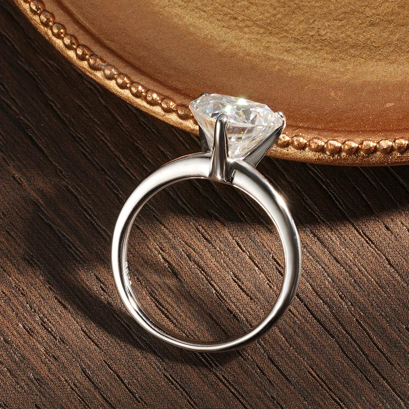 KNOBSPIN 10x10mm 4ct Heart Moissanite Ring with Certificate Original s925 Silver plated 18k Rings for Women Wedding Gift Jewelry