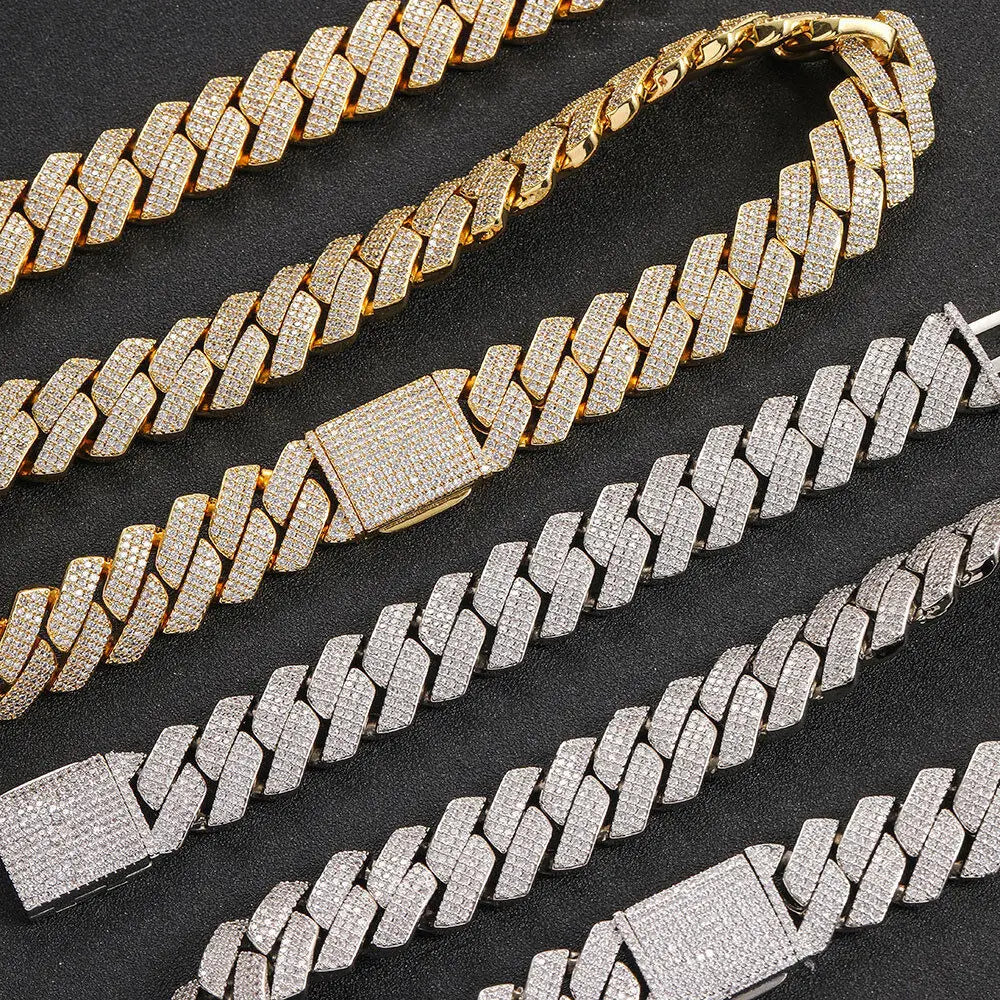 20mm Men 18K Gold Plated Iced Out Cuban Link Hip Hop Miami Chain Necklace QB198