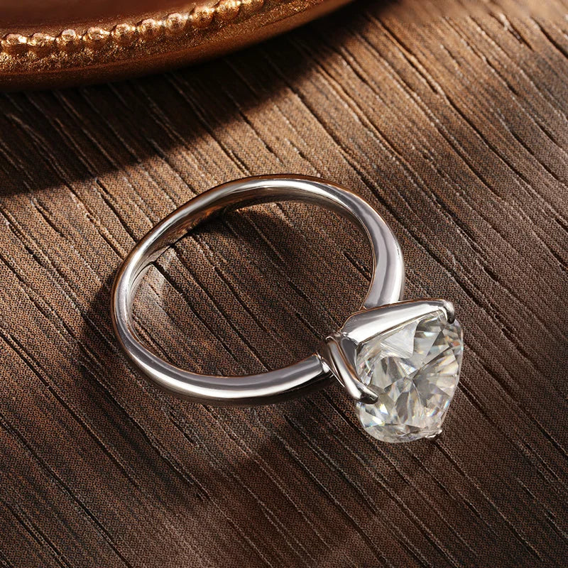 KNOBSPIN 10x10mm 4ct Heart Moissanite Ring with Certificate Original s925 Silver plated 18k Rings for Women Wedding Gift Jewelry