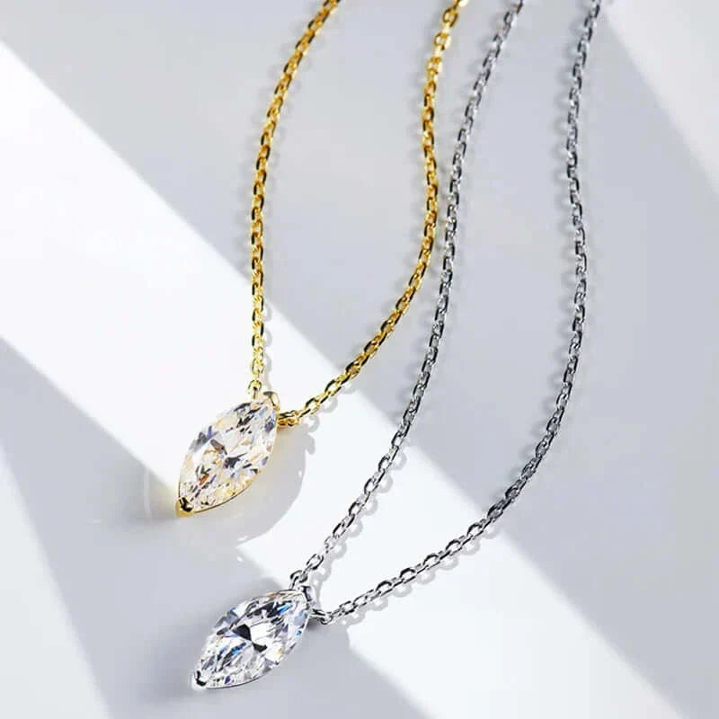 1CT Moissanite Necklace for Women – Trendy 5x7mm Marquise Cut in 925 Sterling Silver