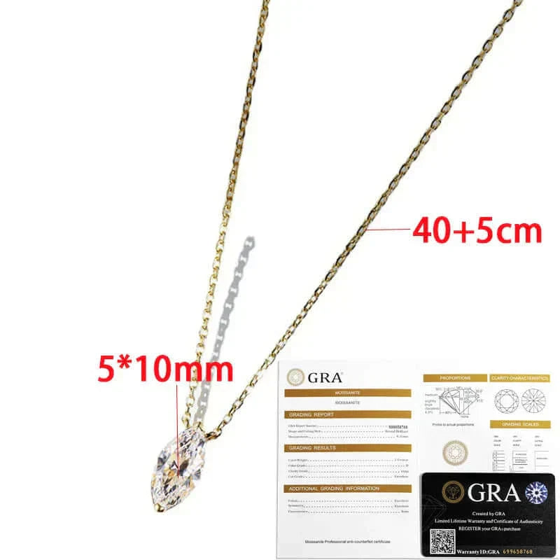 1CT Moissanite Necklace for Women – Trendy 5x7mm Marquise Cut in 925 Sterling Silver