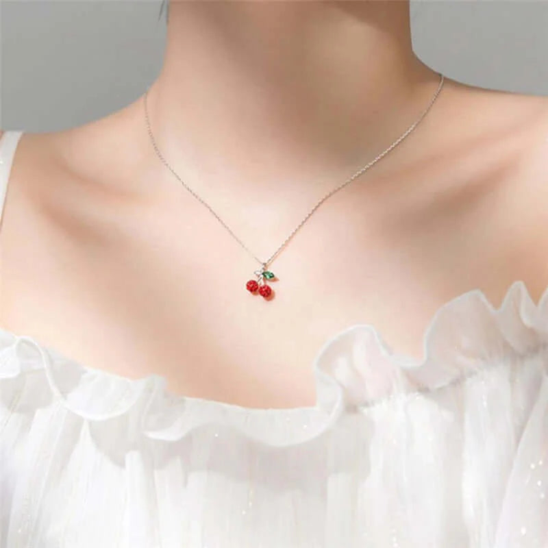 WYEAIIR 925 Sterling Silver Red Diamond Lovely Mini Cherry Fresh