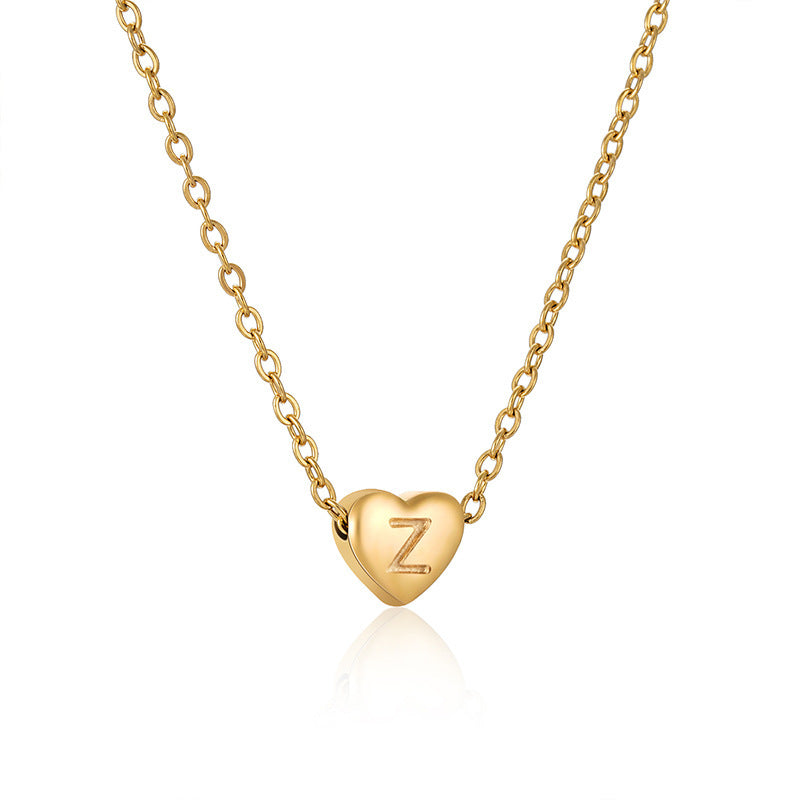 Love Letter Necklace Women Stainless Steel Heart-shaped Niche Clavicle Chain Fashion Necklace