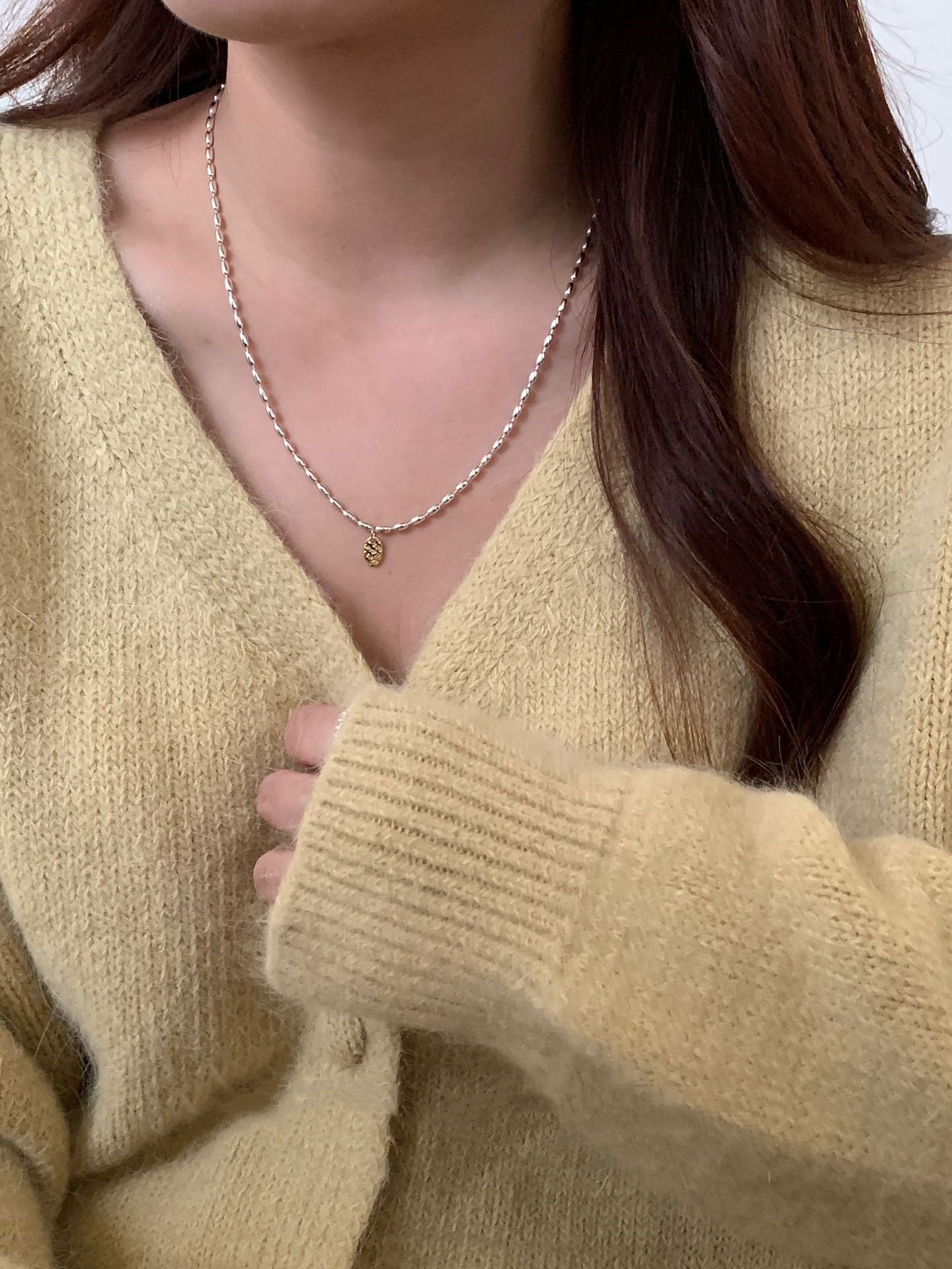 Women's Rice Letter Tag Necklace