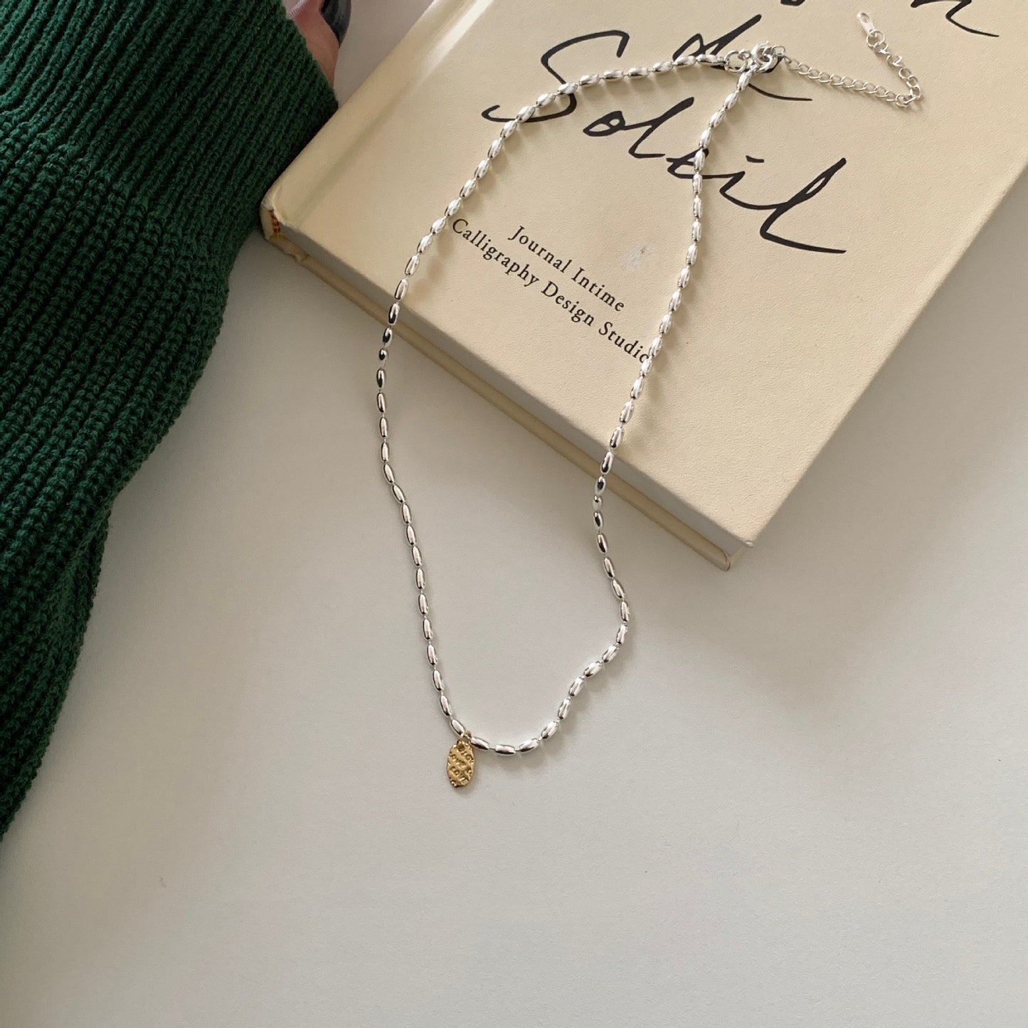 Women's Rice Letter Tag Necklace