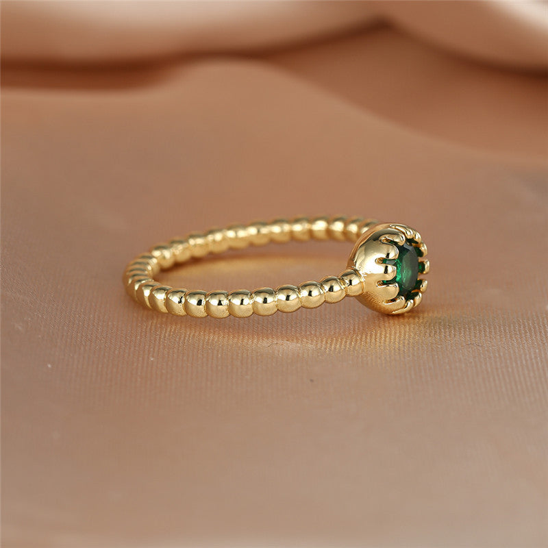 Simple Solitaire Zircon Dot Gold Plated One Size Ring
