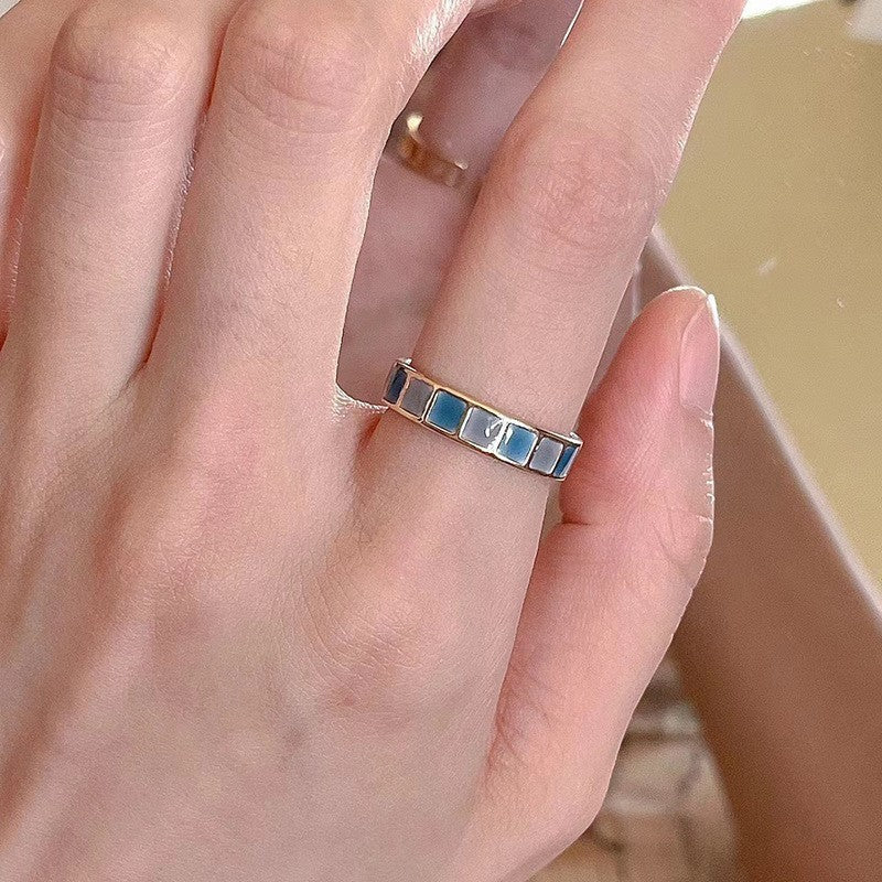 Niche Fritillary Enamel Blue Dripping Ring