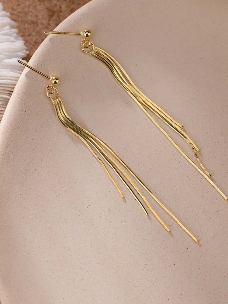 Women's Long Sterling Silver High-end Temperament Tassel Earrings