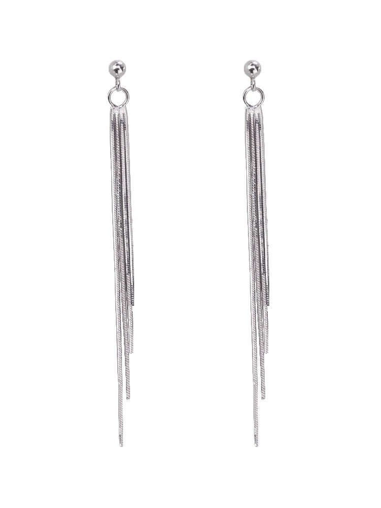 Women's Long Sterling Silver High-end Temperament Tassel Earrings