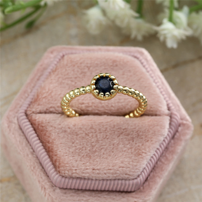 Simple Solitaire Zircon Dot Gold Plated One Size Ring