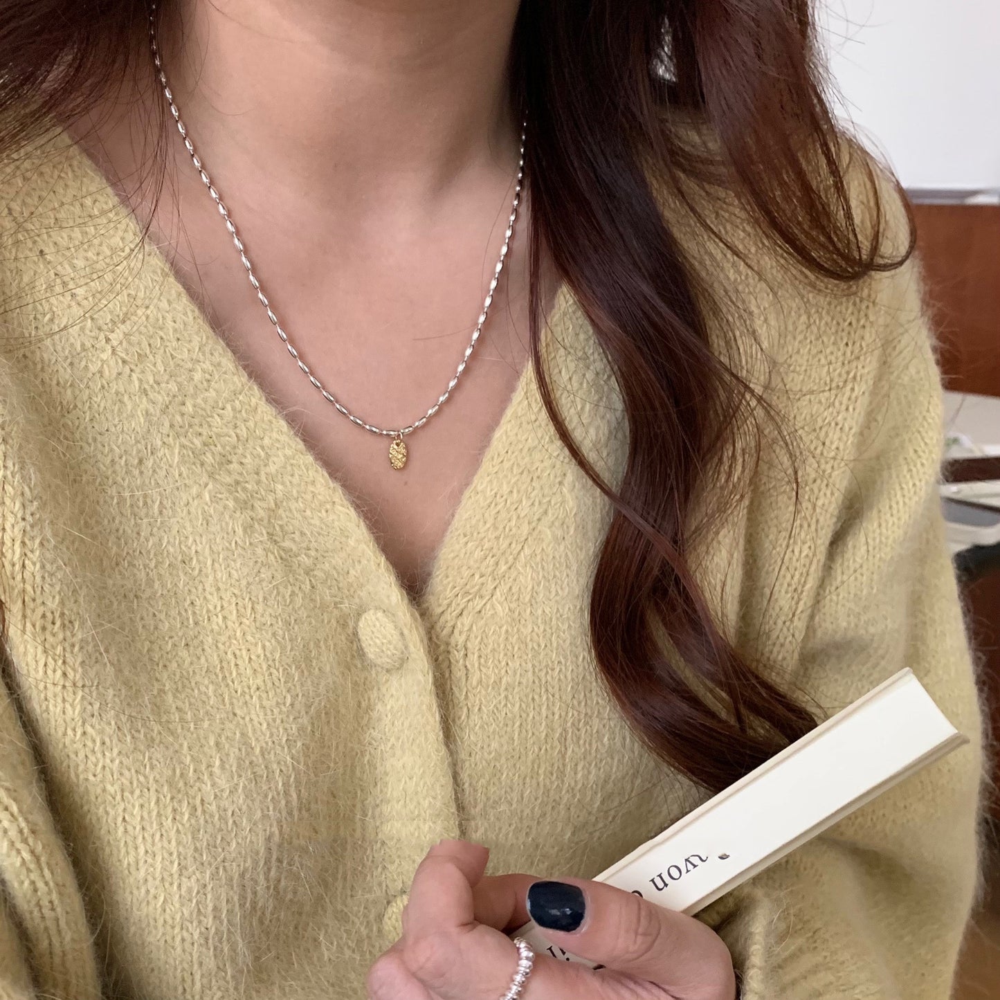 Women's Rice Letter Tag Necklace